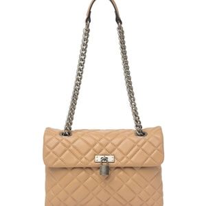 Brixton Diamond Quilted Leather Pad Lock Shoulder Bag by Kurt Geiger